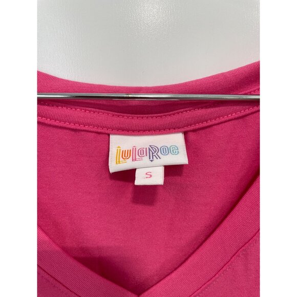 Lularoe V Neck Short Sleeve T Short Womens Small Pink Polyester Blend Casual Tee - Picture 3 of 7